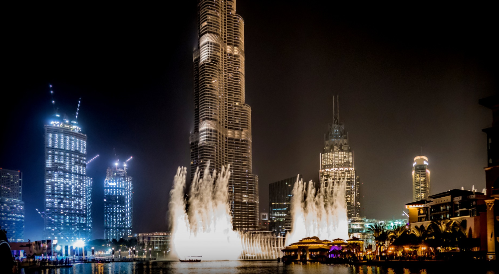 Burj Khalifa, fountains, Dubai Mall, United Arab Emirates