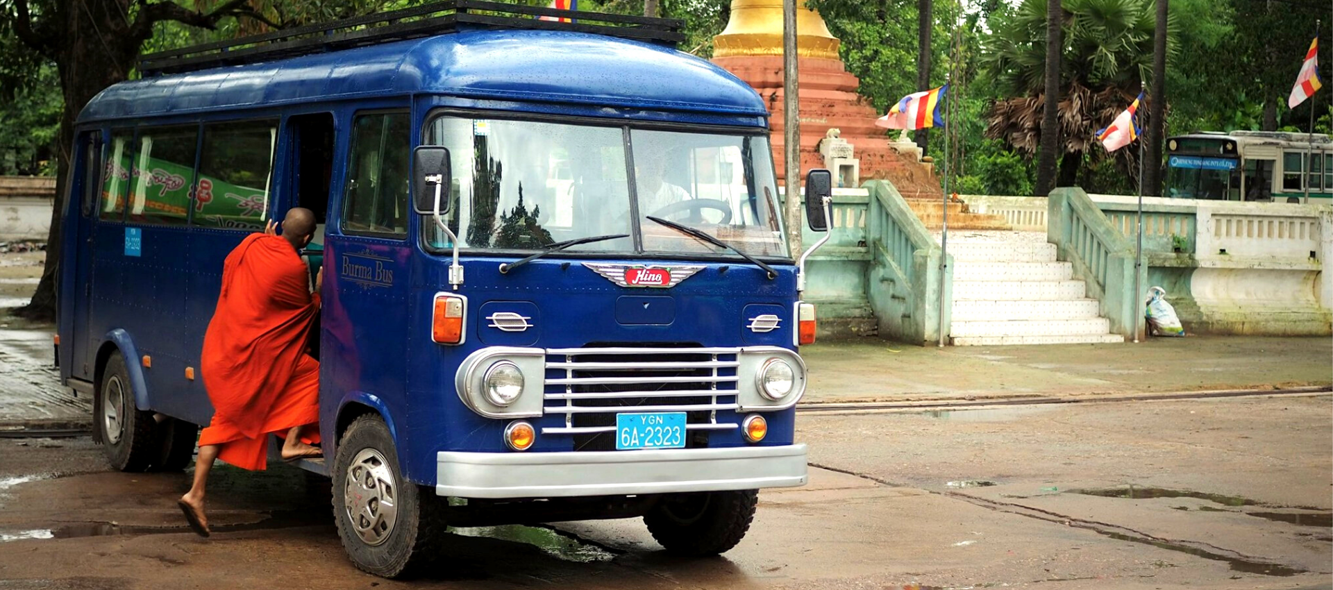 Burma Bus with monk
