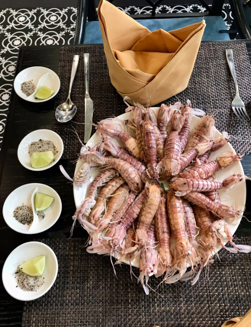 Freshly caught shrimp